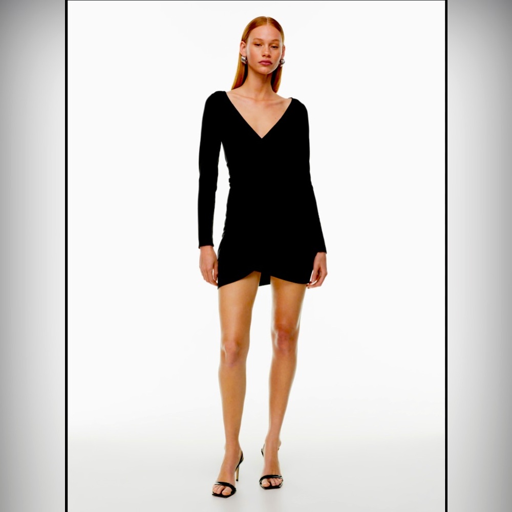 NWT Black Zara draped dress, long sleeve
